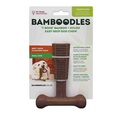 bamboodles - t bone bamboo & nylon chew toy - beef