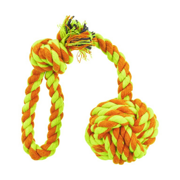 playing rope with woven-in ball