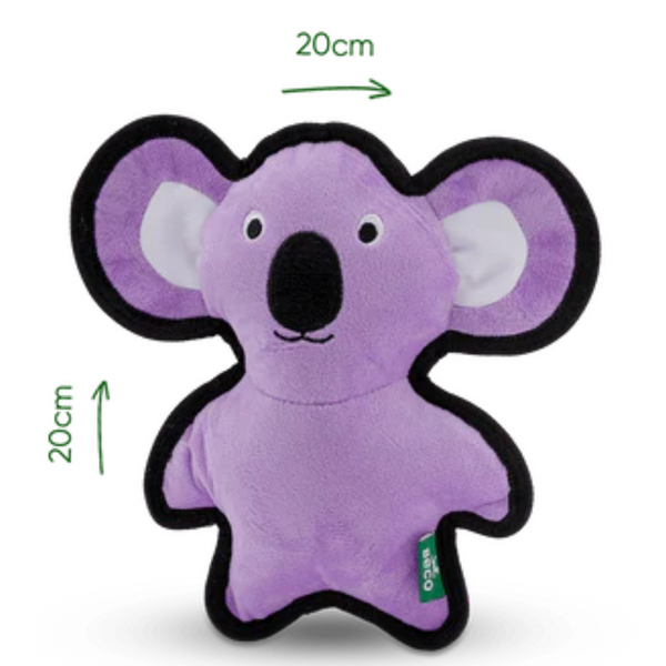 beco - recycled rough & tough - dog toy - medium - koala