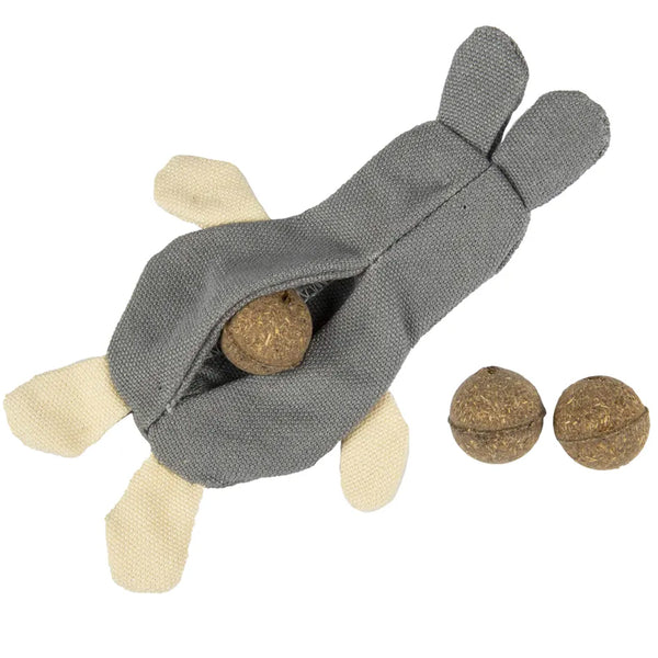 natural fun rabbit cat toy with catnip