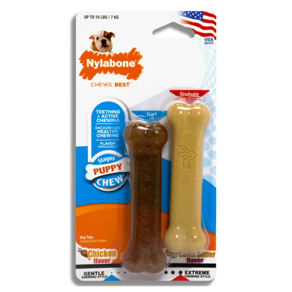 nylabone classic - puppy chew bone - twin pack