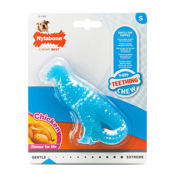 nylabone teething puppy dental dino chew toy - s