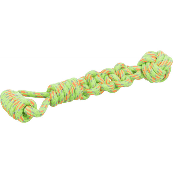 trixie playing rope with woven-in ball